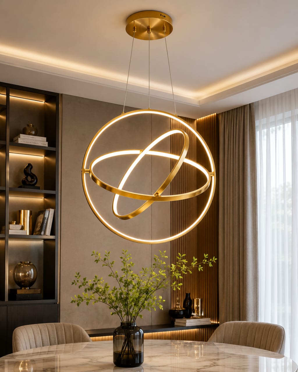 Modern LED Ring Chandelier Luxury Pendant Light (Gold/Black)