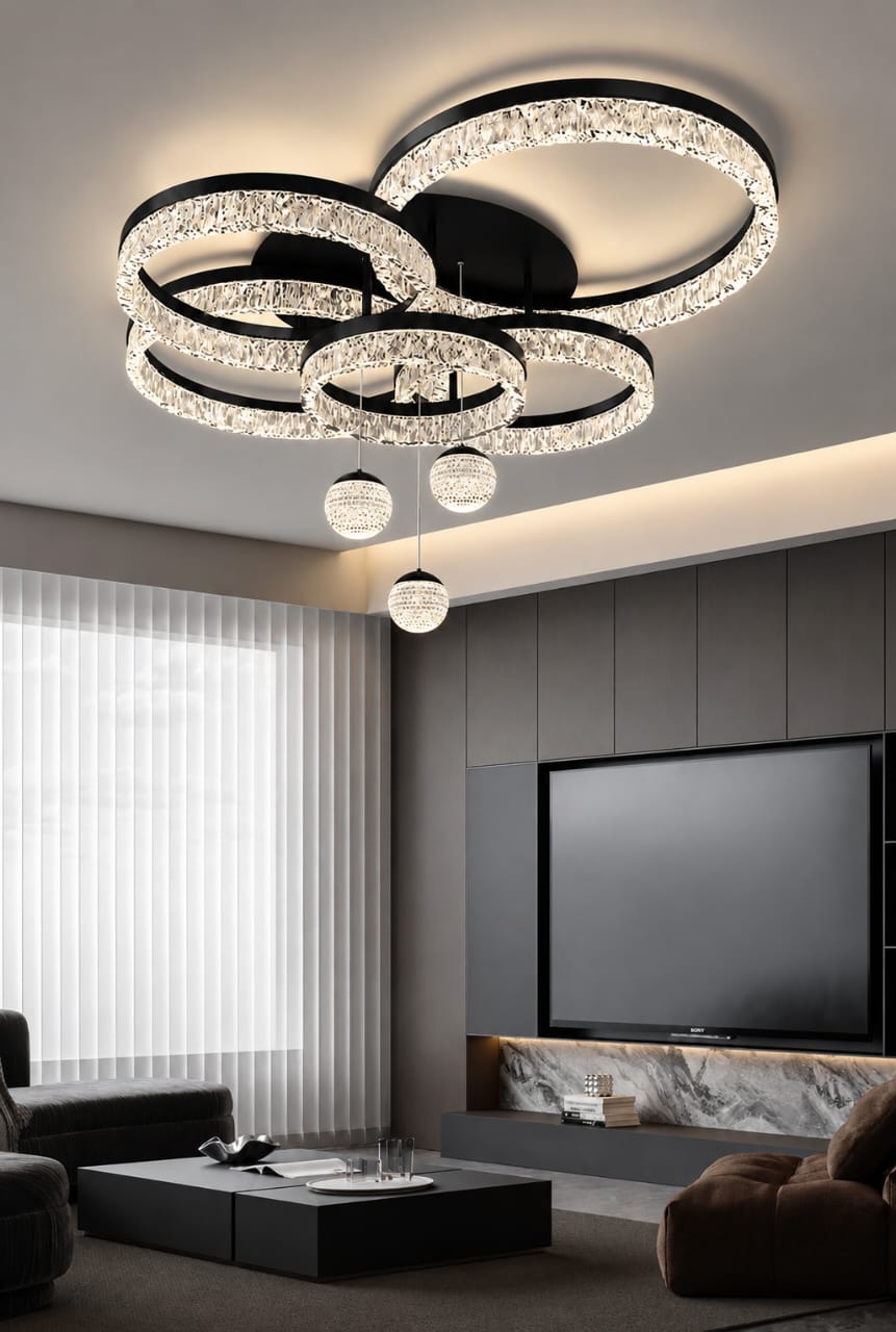 Tiered Ring LED Crystal Chandelier