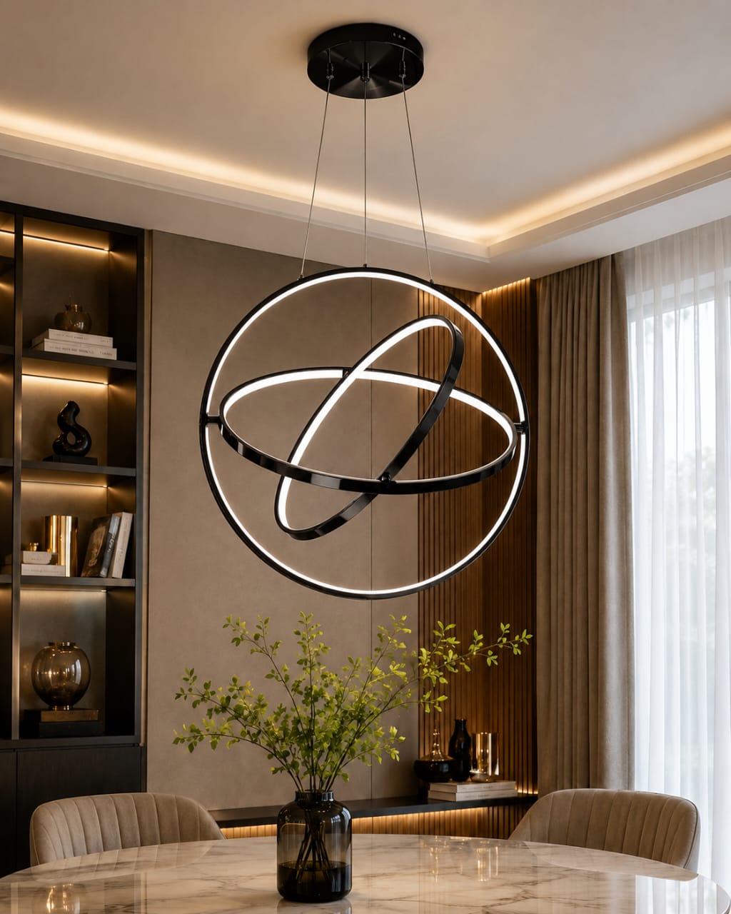 Modern LED Ring Chandelier Luxury Pendant Light (Gold/Black)